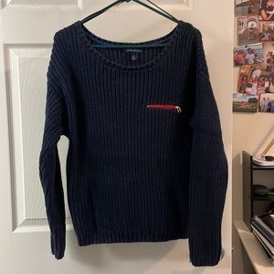 Tommy Hilfiger navy sweater with red zipper detail